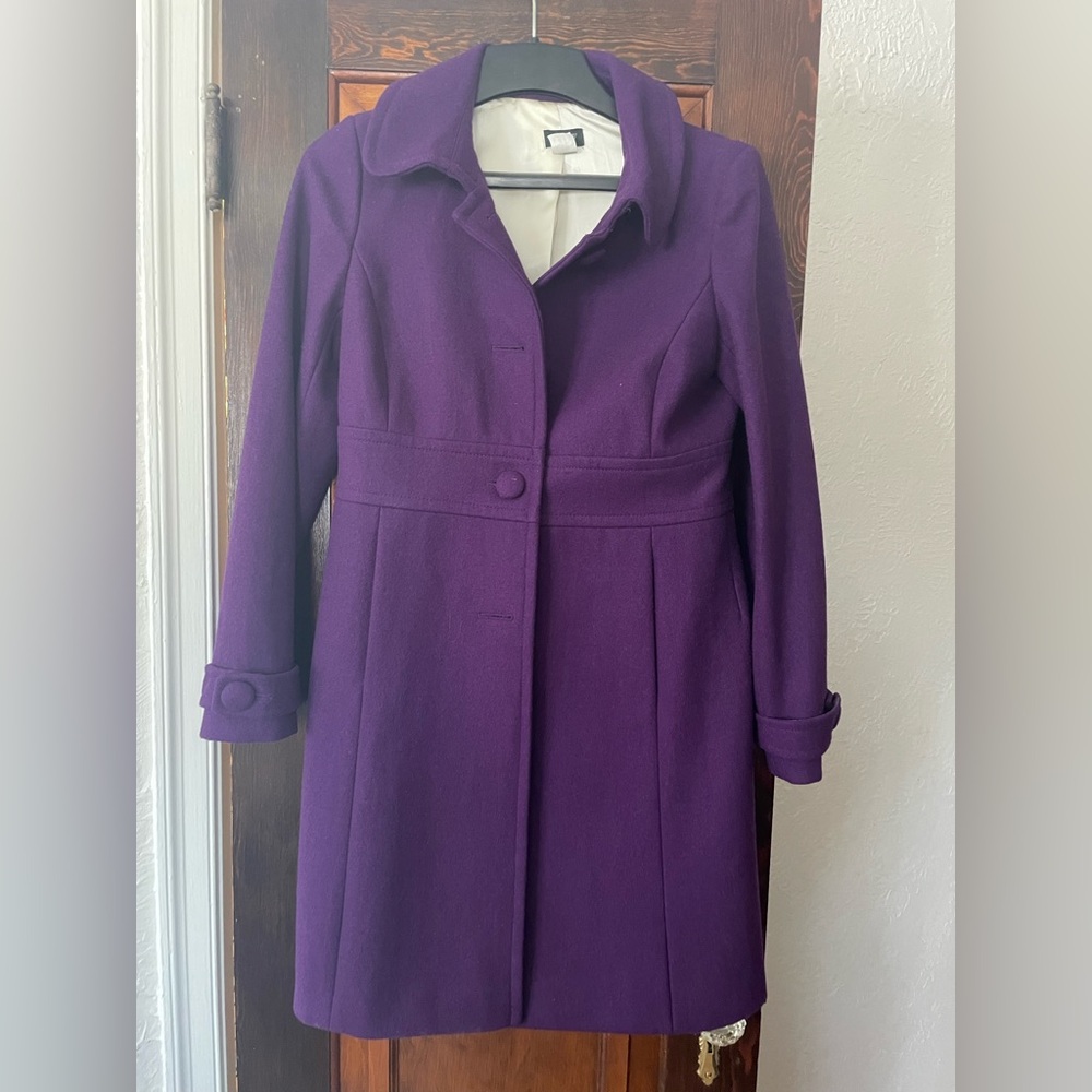 Purple J Crew Wool Coat